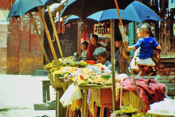 Pashupatinath Tempel: Blumenschmuck fr die Totenverbrennungszeremonie